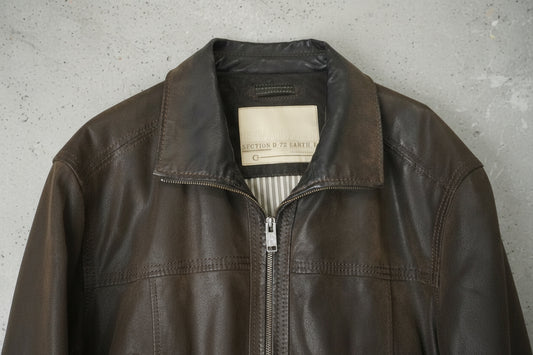 Veste en cuir marron foncé – taille L (oversize)