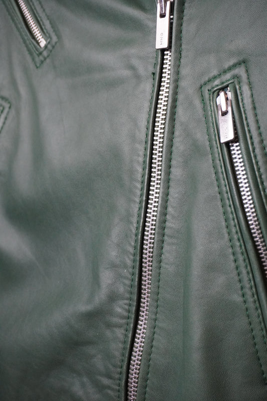 Emerald Cropped Leather Jacket – by CHRIS