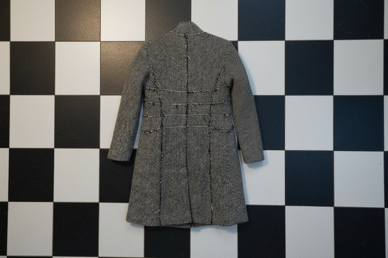 Manteau long noir et blanc effet patchwork – BY SARAH LANG