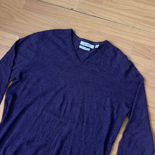 Pull col V violet Calvin Klein – Taille L