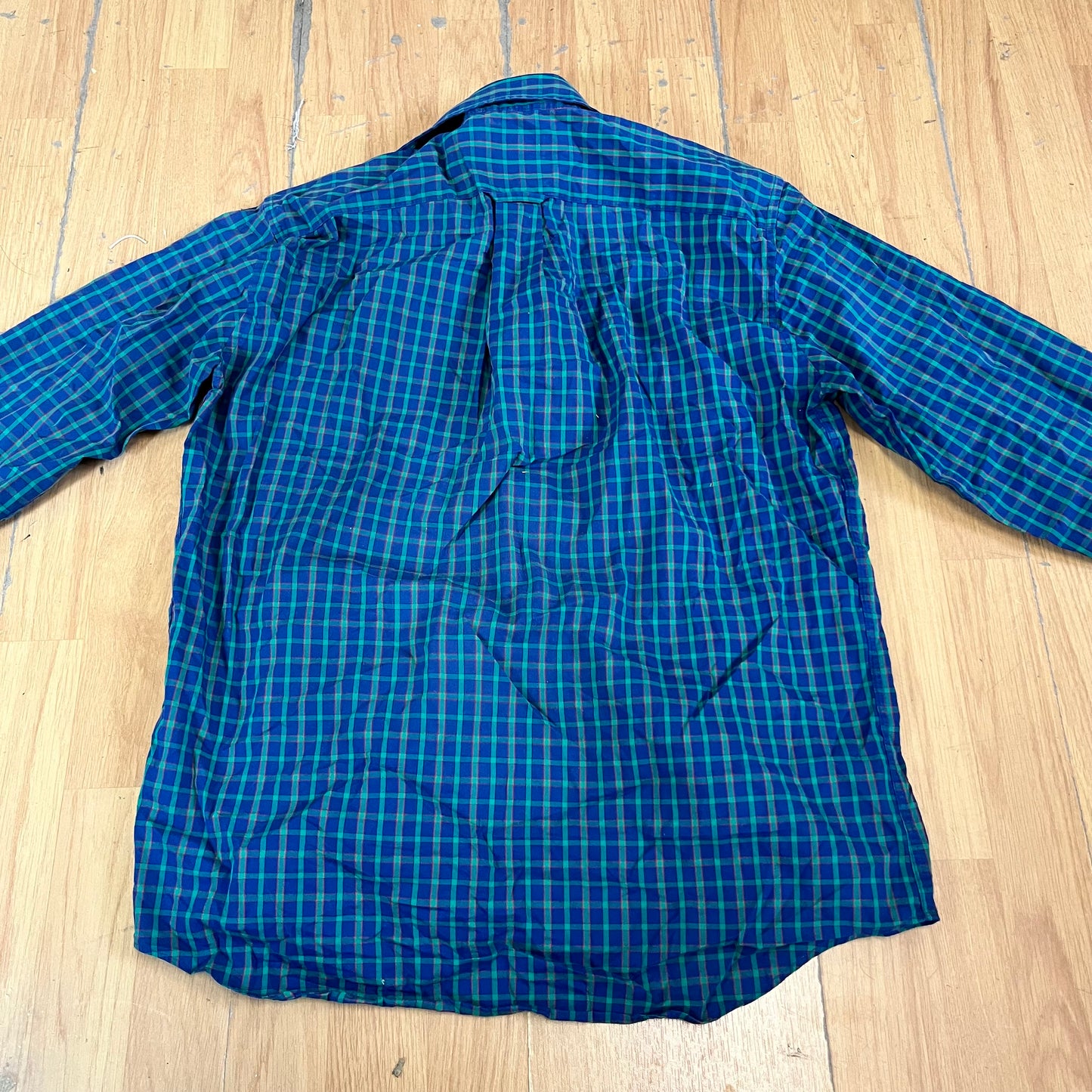 Chemise Nautica bleu foncé à carreaux verts – Taille M