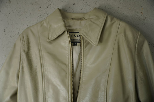 Veste en cuir crème – taille S