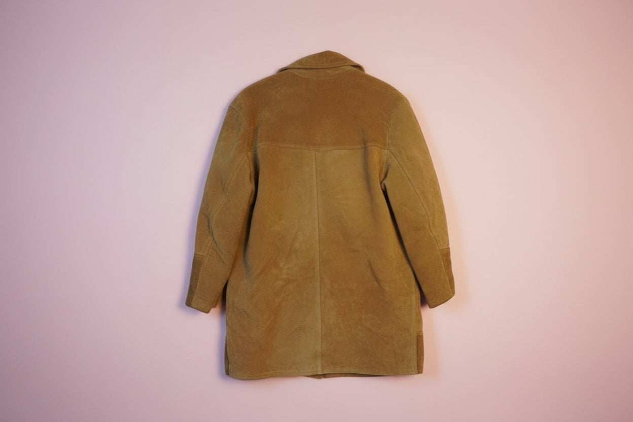 Veste en cuir marron longueur genou – BY ZAINAB