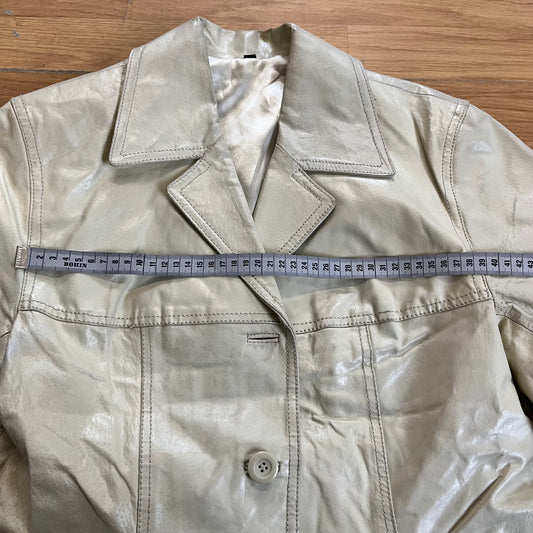 Veste en cuir crème courte – Taille 42