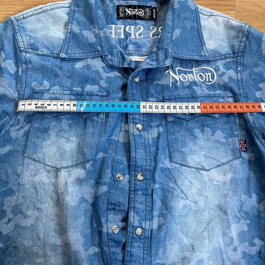 Chemise Norton camouflage bleu en denim – Taille M
