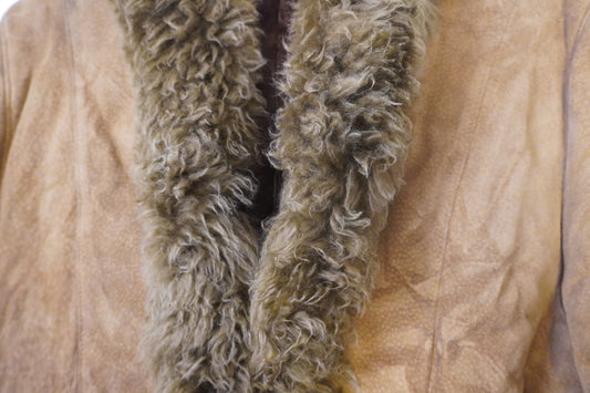 Veste en cuir marron avec col fourrure – BY SARLOTTE