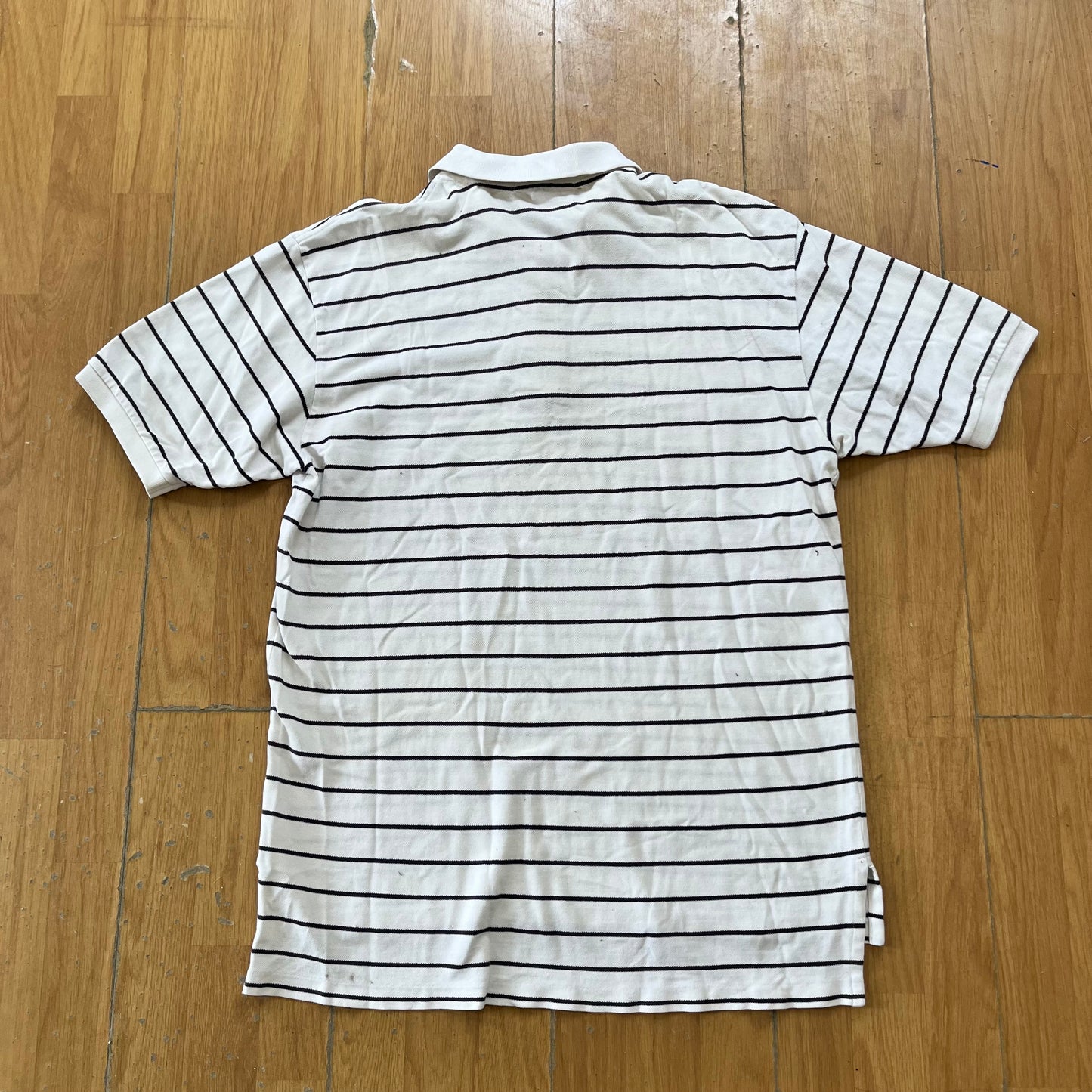 Polo Ralph Lauren blanc à rayures bleues – Taille L