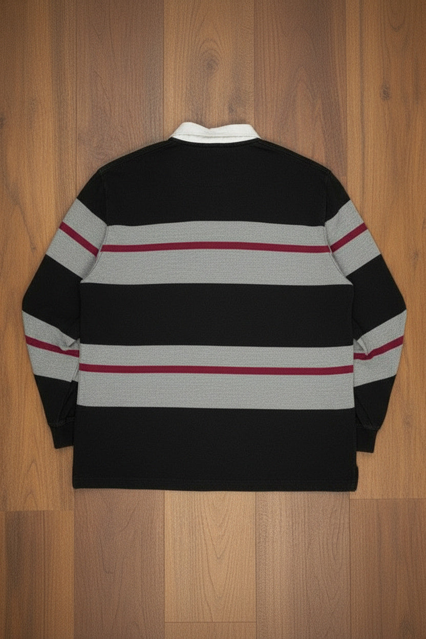 Sweat polo noir à rayures – SS.CARMEN