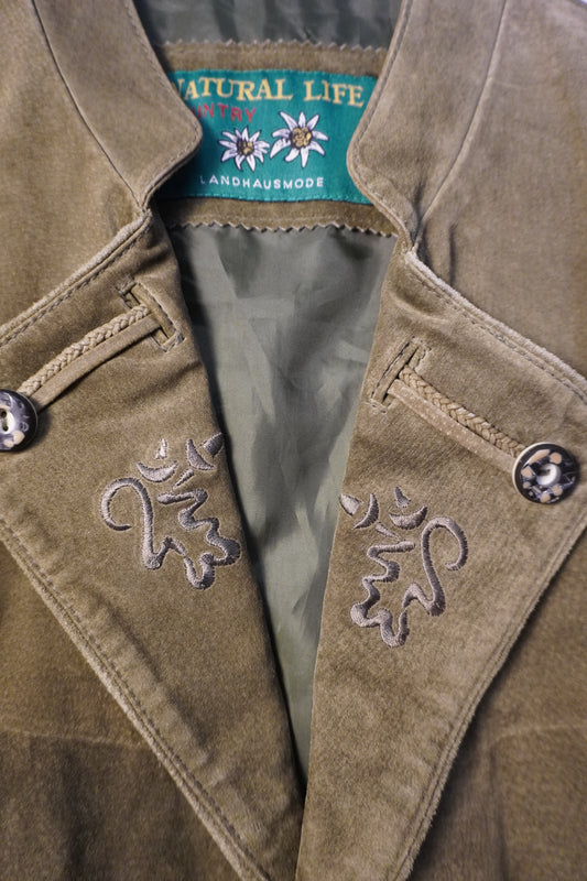 Gilet long en daim vert forêt – BY SARAH LANG