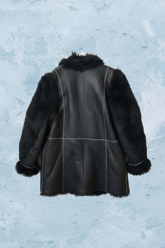 Manteau Effet Cuir et Fausse Fourrure - by MIA
