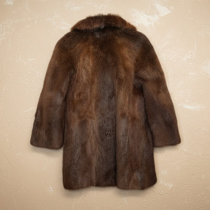 Manteau en fourrure véritable brun foncé – BY KER