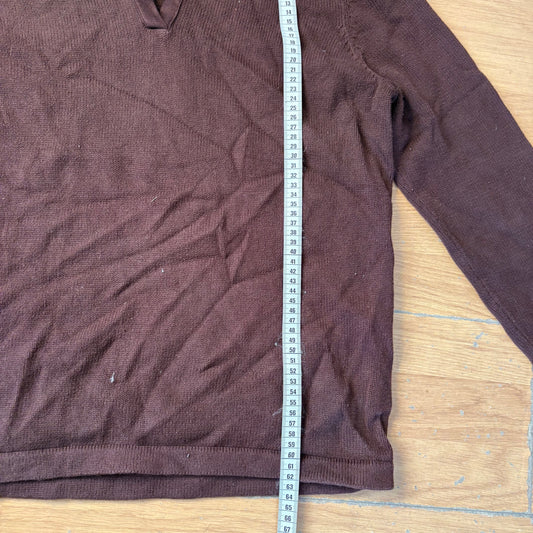 Pull en maille col v marron - Ralph Lauren - Taille M