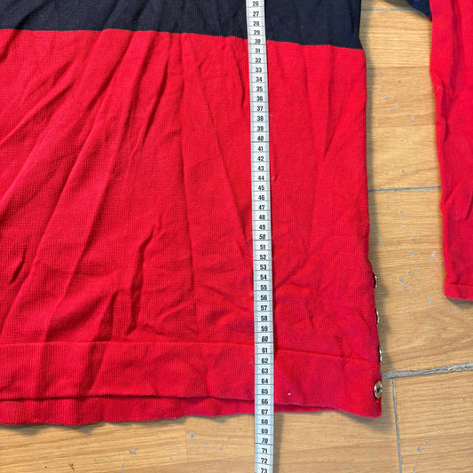 Pull en maille rouge et bleu - Tommy Hilfiger - Taille L