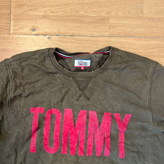 Sweat vert et rose sans capuche - Tommy Hilfiger - Taille XL