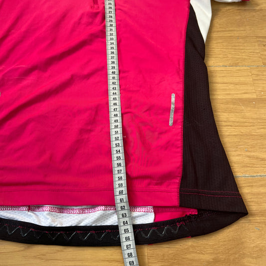 T-shirt de vélo rose, blanc et noir avec demi-zip - Taille 40