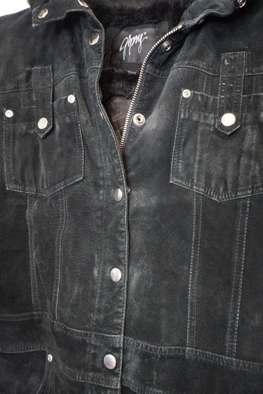 Manteau en cuir noir structuré – BY KER