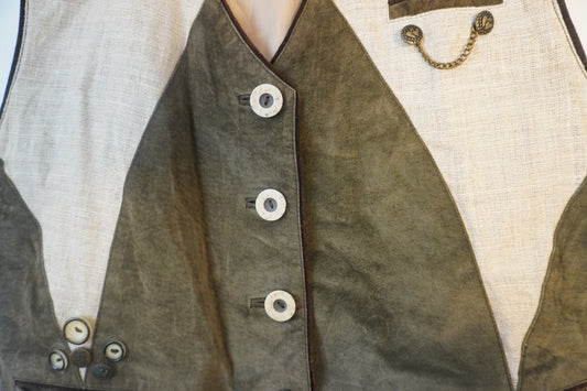 Gilet marron et vert doublé – BY ZAINAB