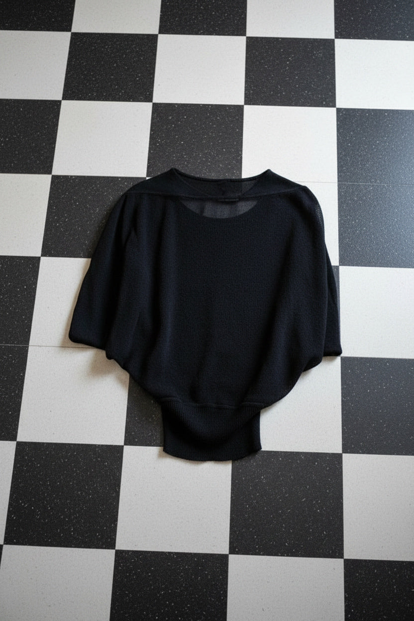 Top noir structuré à taille élastiquée – BY SARAH LANG