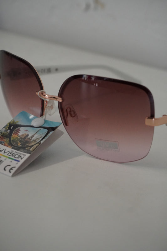 Lunettes de Soleil Carrées Blanc & Métal – CITY VISION