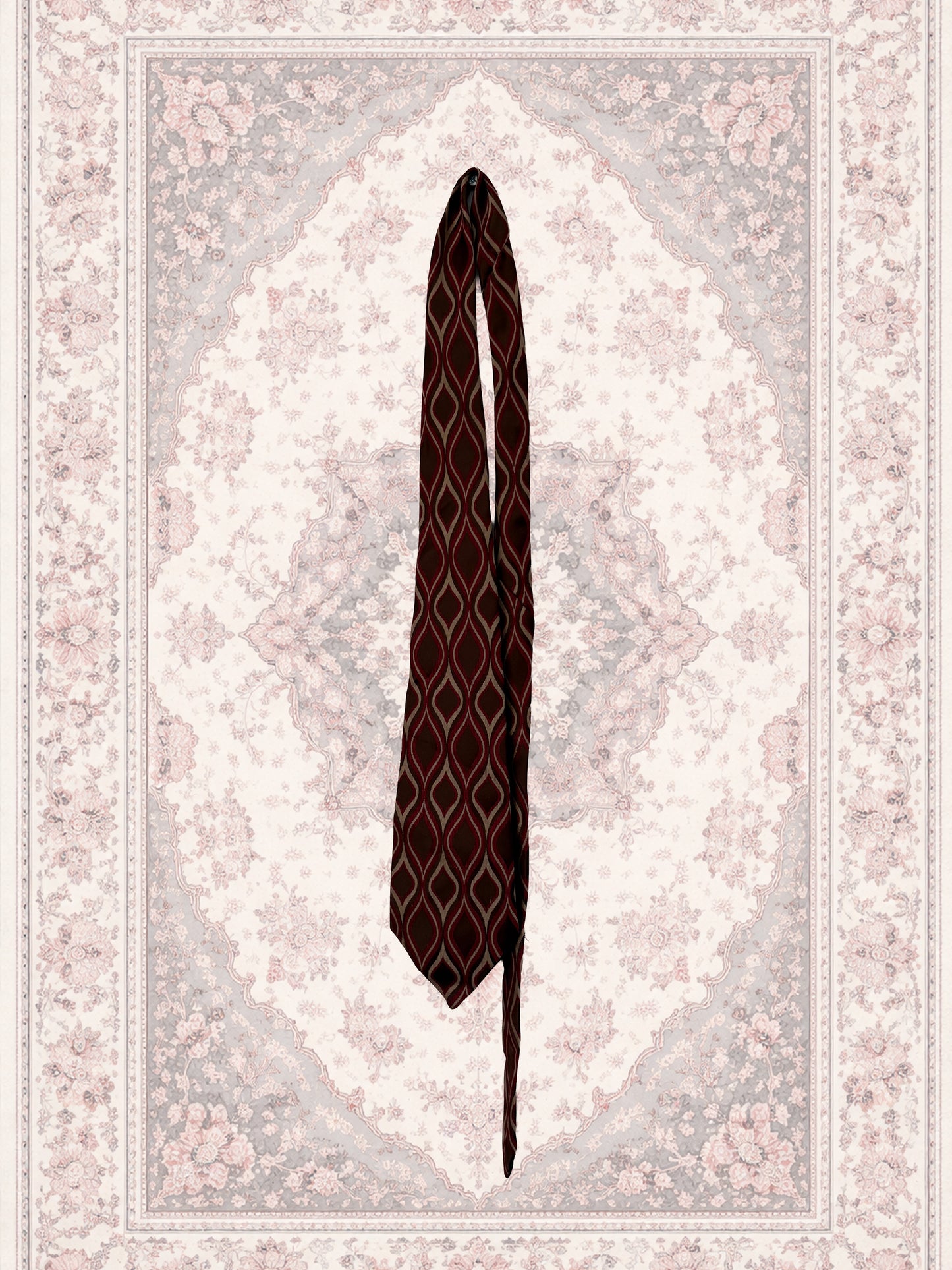 Cravate marron foncé et rouge géométrique – By Iasmine