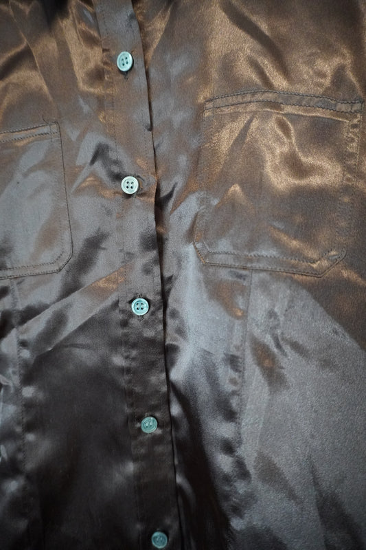 Chocolate Silk Satin Shirt – by MANDY CHERIE