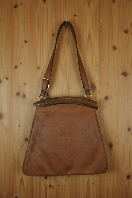 Vintage Wooden Detail Leather Bag – by BEATRICE