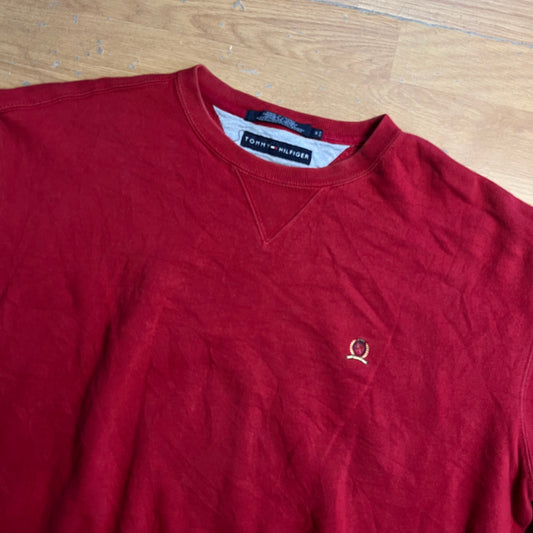 Sweat rouge Tommy Hilfiger sans capuche – Taille M