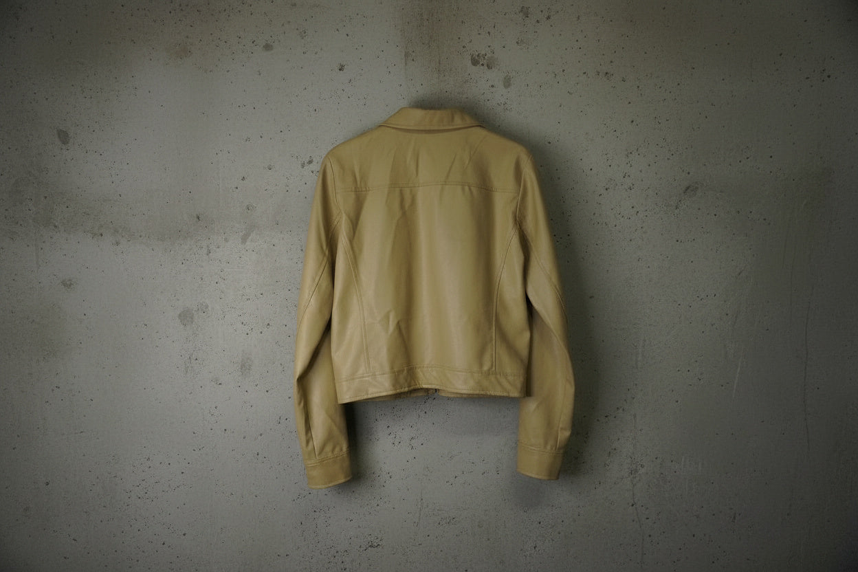 Veste en cuir crème cropped – taille S