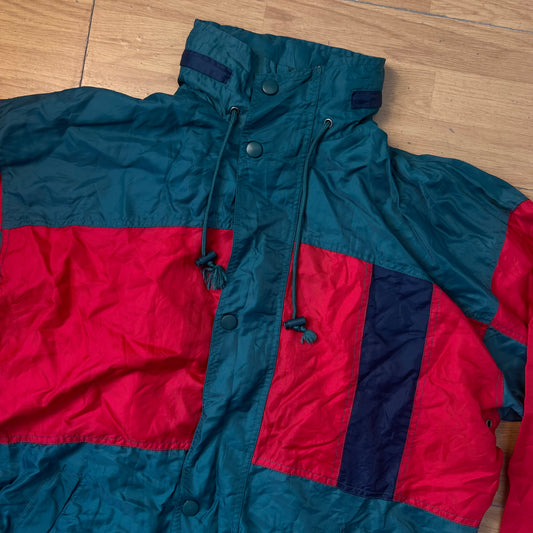Veste coupe-vent verte et rouge - Taille L
