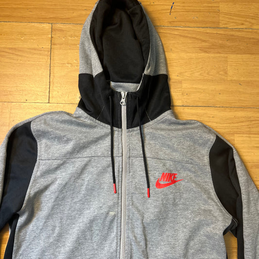 Sweat à capuche zippé gris, noir et rouge - Nike - Taille M