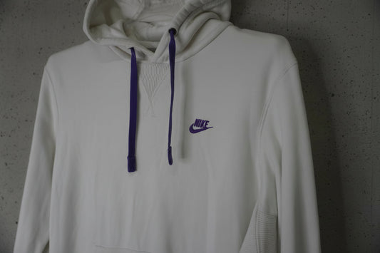 Hoodie Nike blanc à logo violet – taille M
