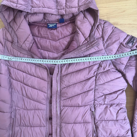 Doudoune Reebok rose avec capuche – Taille XL