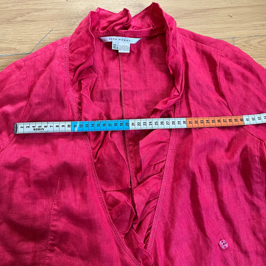 Top cache-cœur Zara rouge avec volants – Taille L