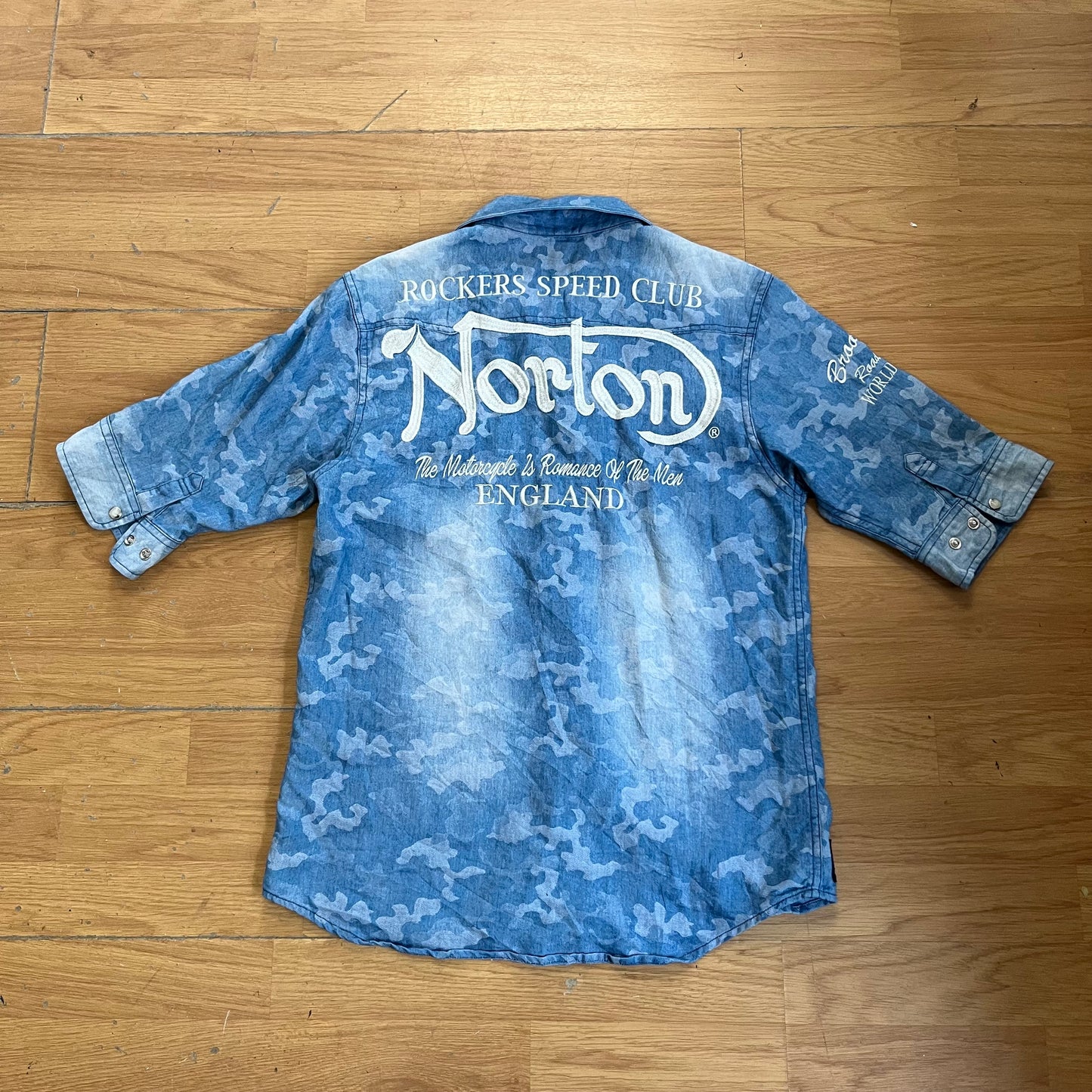 Chemise Norton camouflage bleu en denim – Taille M