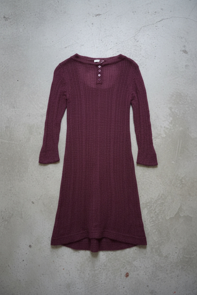 Robe aubergine mi-longue en laine – taille M