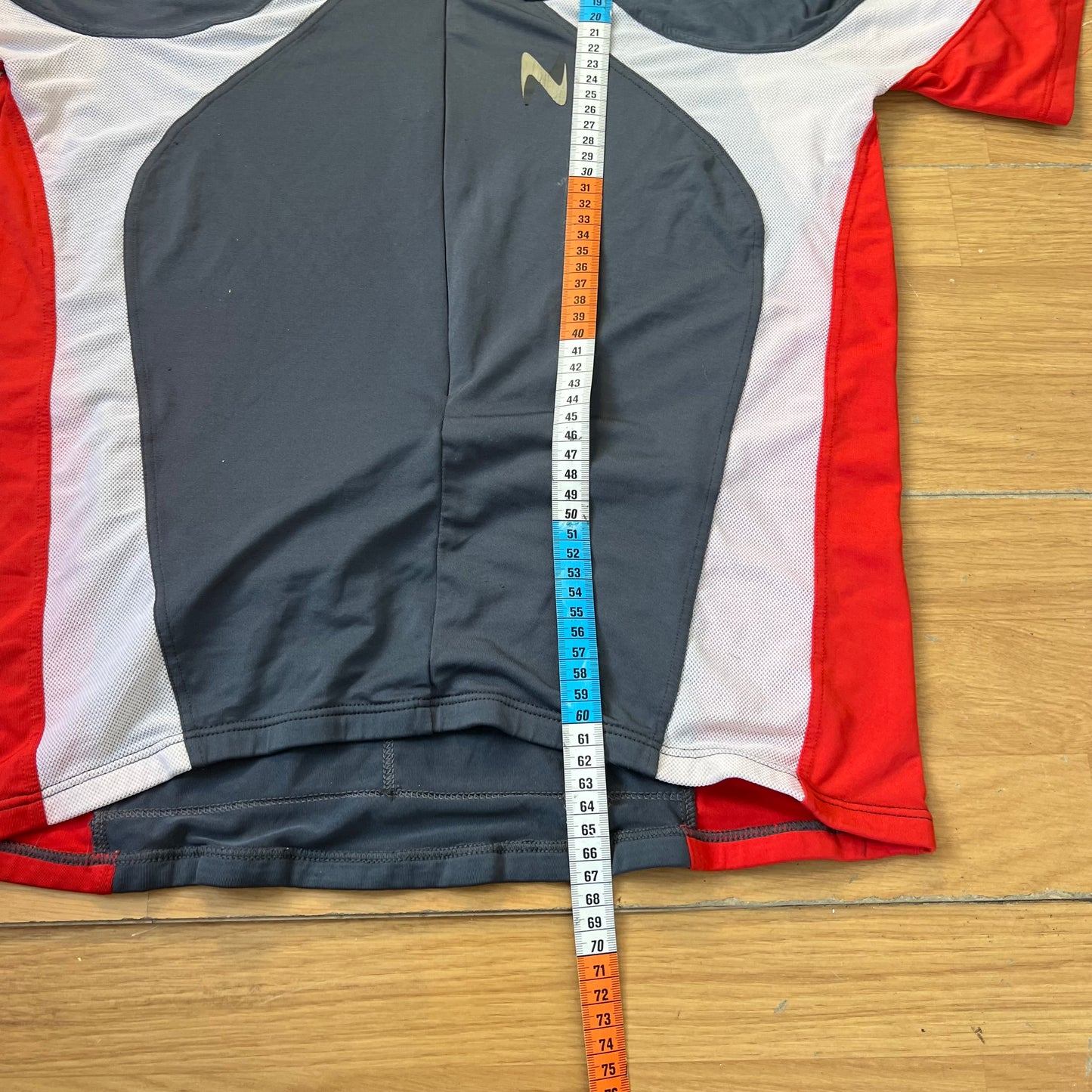 T-shirt de vélo gris, blanc et rouge - Taille L