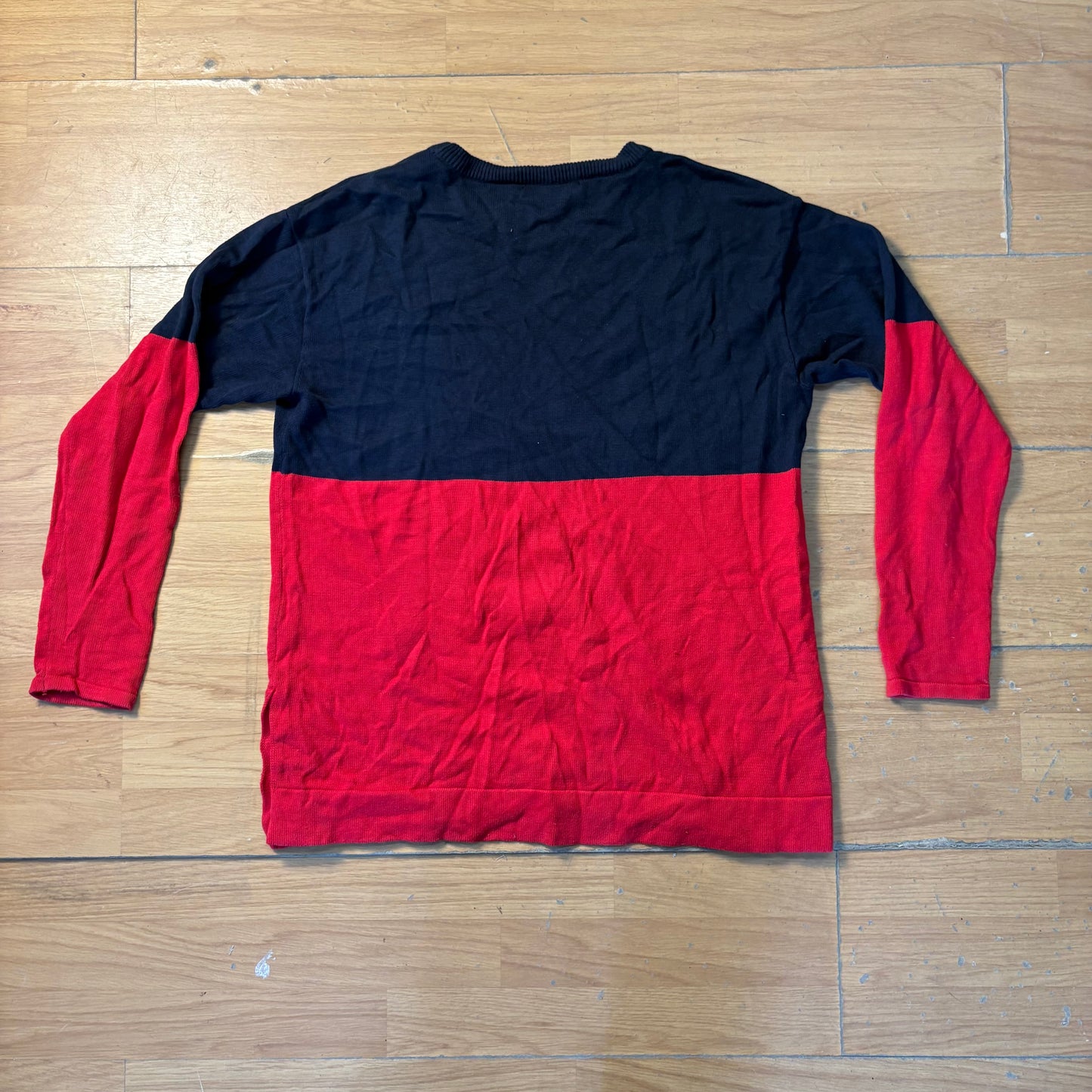 Pull en maille rouge et bleu - Tommy Hilfiger - Taille L