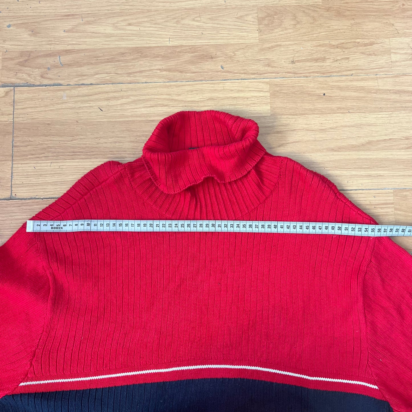 Pull col roulé rouge et bleu foncé Ralph Lauren – Taille XXL