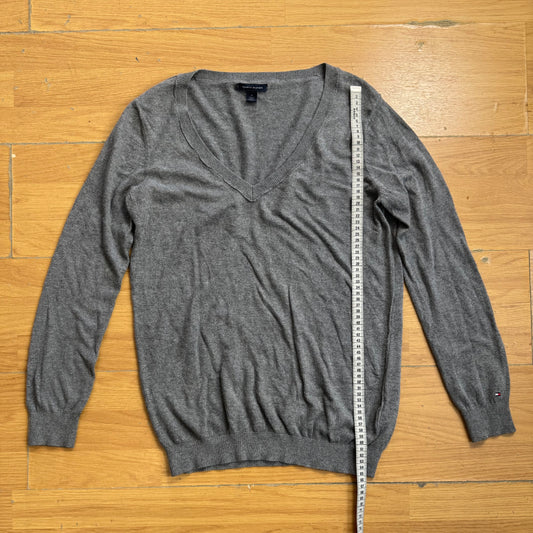Pull col V gris - Tommy Hilfiger - Taille M