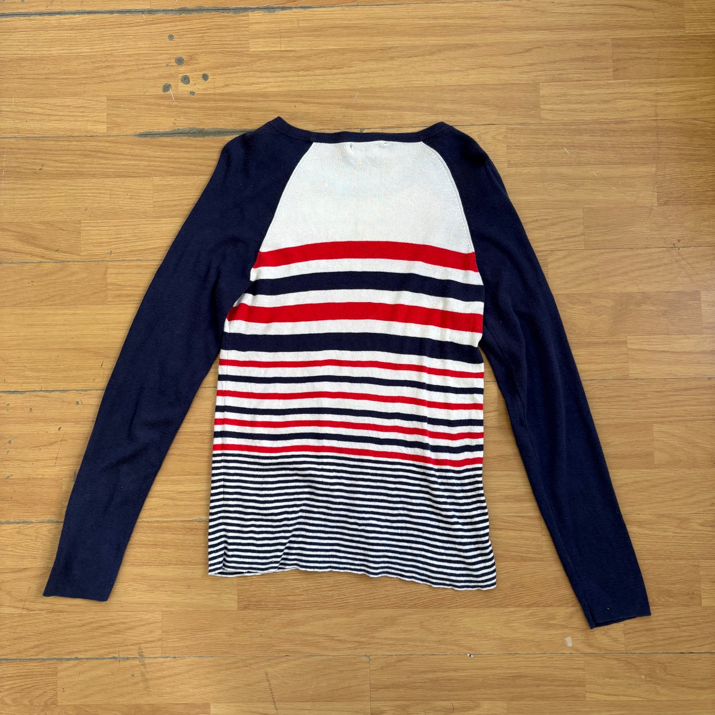 Pull en maille rayé rouge blanc et bleu - Tommy Hilfiger - Taille L