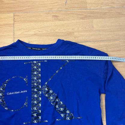 Sweat court sans capuche bleu foncé - Calvin Klein - Taille XL