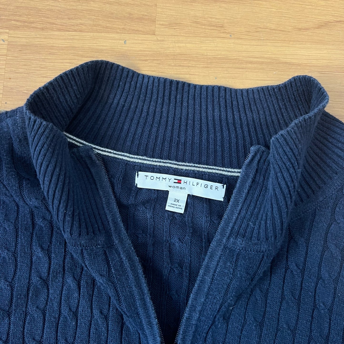 Pull zippé bleu Tommy Hilfiger femme – Taille XXL