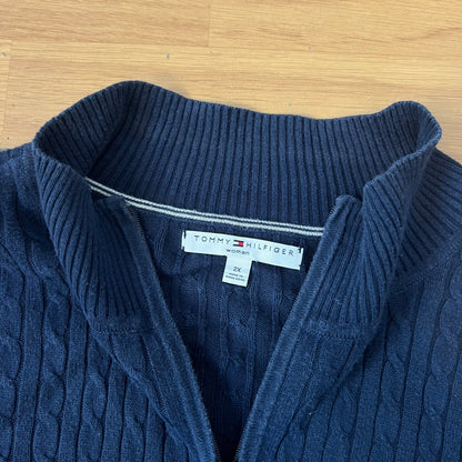 Pull zippé bleu Tommy Hilfiger femme – Taille XXL