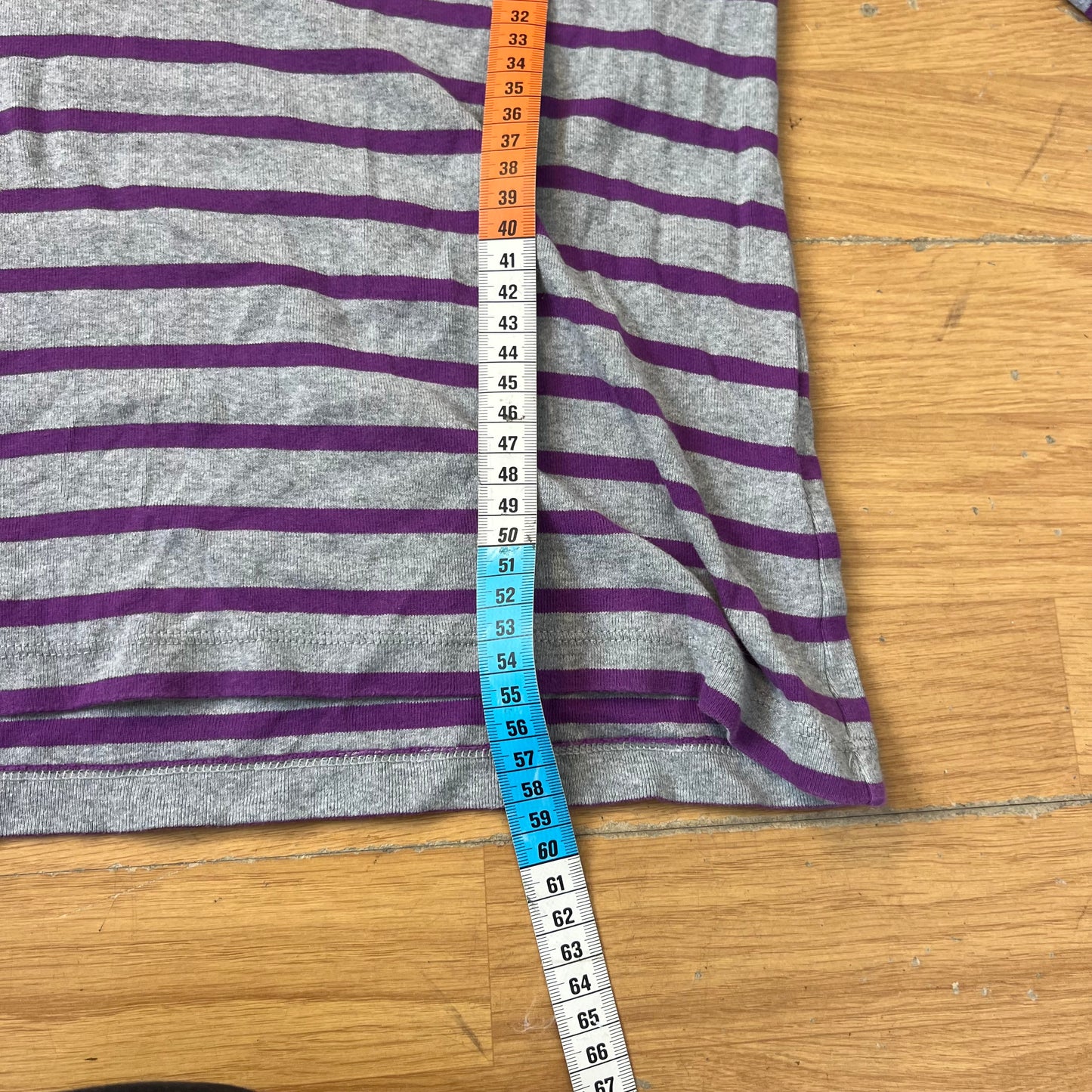 Polo manches longues rayé gris et violet - Taille M