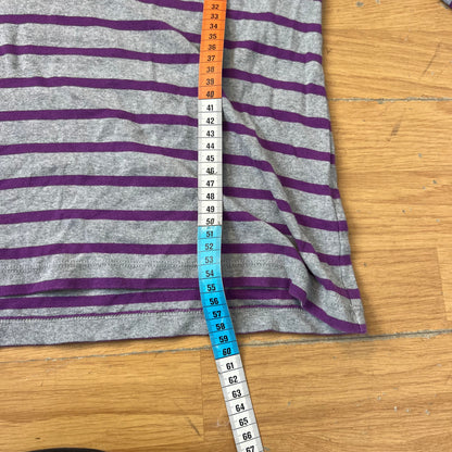 Polo manches longues rayé gris et violet - Taille M