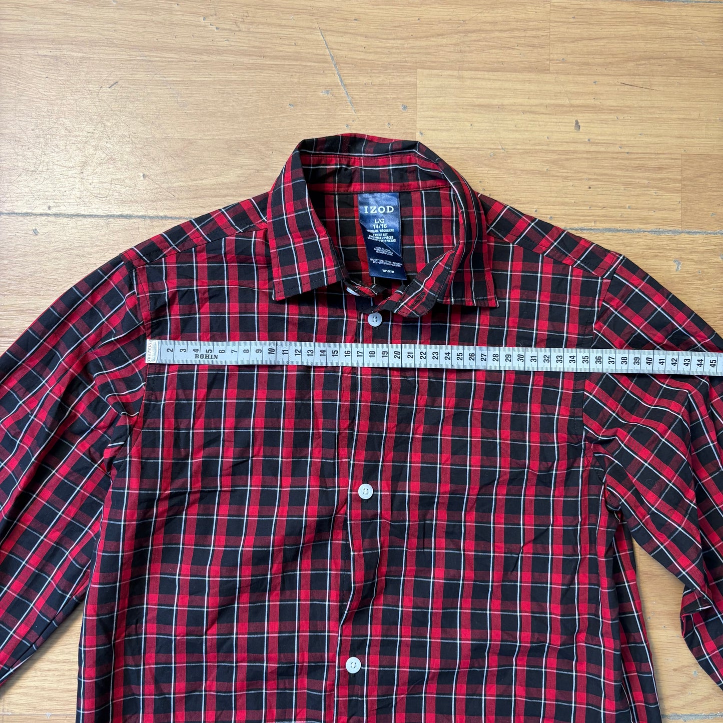 Chemise à carreaux rouges et noirs - Izod - Taille 14/16 ans