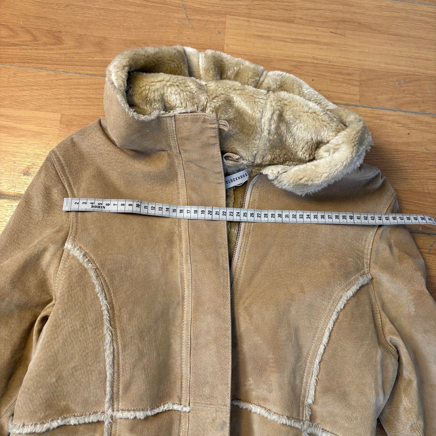 Manteau en cuir retourné beige - C&A - Taille 46