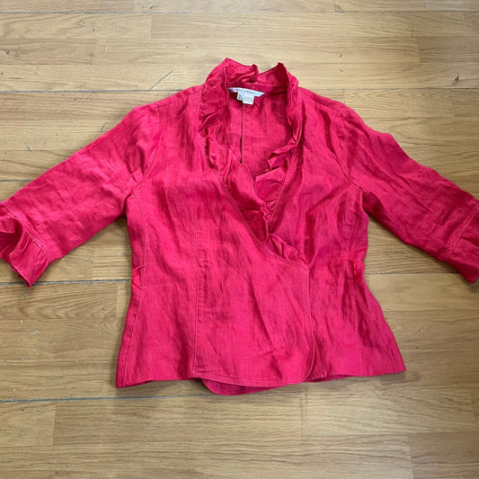 Top cache-cœur Zara rouge avec volants – Taille L