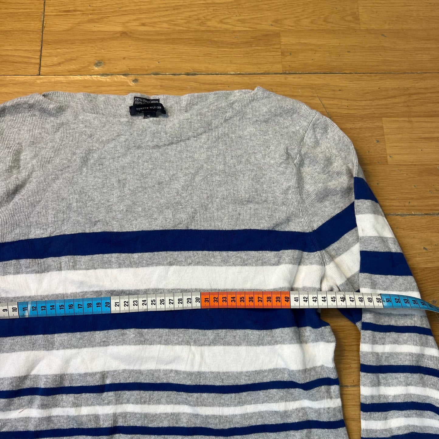Pull rayé gris et bleu - Tommy Hilfiger - Taille XL
