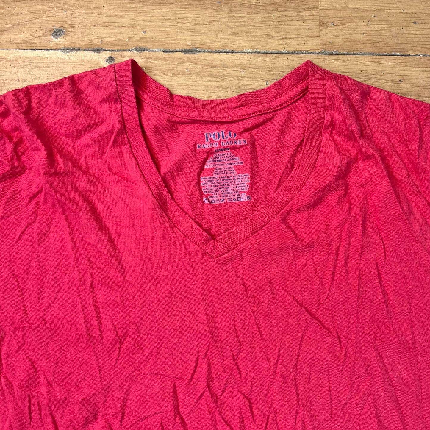 Top col V rouge pâle - Ralph Lauren - Taille L